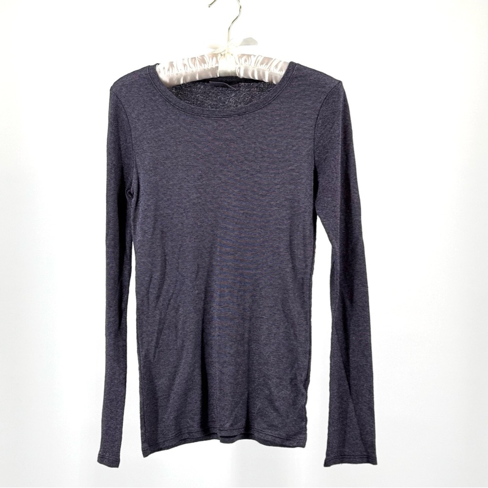 Michael Stars Knit Top Blue Shimmer Cotton Nylon Stretch Crew Neck One Size